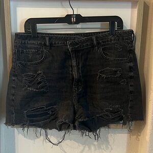 American Eagle Outfitters Black Distressed Jean Shorts